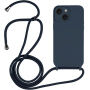 Husă din silicon cu șnur pentru iPhone 13 - albastru închis
