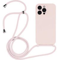 Husă de silicon cu șnur pentru iPhone 13 Pro - roz prăfuit