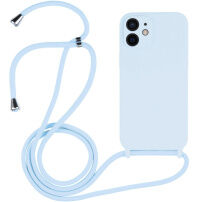 Husă din silicon cu șnur pentru iPhone 12 - albastru