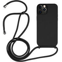 Husă din silicon cu șnur pentru iPhone 12 Pro - negru