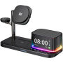 C09 3 în 1 suport magnetic wireless cu ceas, boxă și iluminare de fundal pentru iPhone / Apple Watch / AirPods - 25W - negru