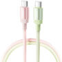 Toocki TQ-C108 cablu de încărcare și date - USB-C la USB-C - 1 m - verde-roz