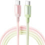 Toocki TQ-C108 cablu de încărcare și date - USB-C la USB-C - 2 m - verde-roz