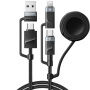 ESSAGER 3în1 cablu universal împletit de încărcare și date - USB-C / USB-A la puck magnetic / USB-C / Lightning - 1 m - negru