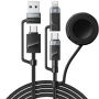 ESSAGER 3-în-1 cablu universal împletit de încărcare și date - USB-C / USB-A la puck magnetic / USB-C / Lightning - 2 m - negru