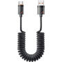 ESSAGER cablu spiralat împletit de încărcare și date - USB-A la USB-C - 1,8 m - negru