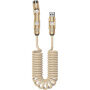 WEKOME WDC-80 Cablu spiralat 2în1 de încărcare și date - USB-C / USB-A la USB-C / Lightning - 1,8 m - bej