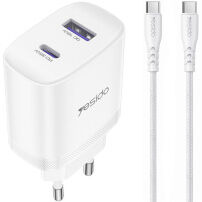 Yesido YC108 set de adaptor cu porturi USB-C / USB-A și cablu USB-C la USB-C - 35W - 1 m - alb
