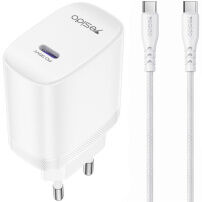Yesido YC107 set adaptor cu port USB-C și cablu USB-C la USB-C - 35W - 1 m - alb