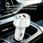 P78 set încărcător auto cu porturi USB-C / USB-A și cablu USB-C la USB-C / Lightning - 55W - 1 m - roz