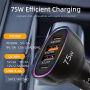 P54 încărcător auto cu porturi 2x USB-C / 2x USB-A - 75W - negru