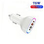 P54 set încărcător auto cu porturi 2x USB-C / 2x USB-A și cablu USB-C la USB-C - 75W - 1 m - alb