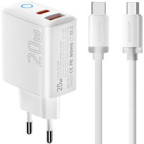 ESSAGER ES-CD55 set Adaptor cu porturi USB-C / USB-A și Cablu USB-C la USB-C - 20W - 1 m - alb