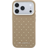Karl Lagerfeld Perforated Gold Dots Husă cu MagSafe pentru iPhone 17 Pro Max - bej