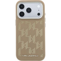 Karl Lagerfeld Perforated Monogram husă cu MagSafe pentru iPhone 17 Pro - bej
