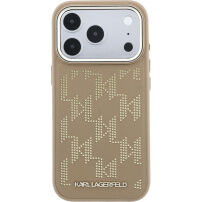 Husă Karl Lagerfeld Perforated Monogram cu MagSafe pentru iPhone 17 Pro Max - bej