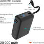 FIXED Zen 20 Loop baterie externă cu cablu integrat USB-C și porturi USB-C / USB-A - 20 000 mAh - negru