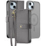 DUX DUCIS Husă detașabilă Lawa 2 în 1 cu MagSafe și portofel pentru iPhone 15 Plus - gri