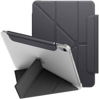 UNIQ Camden Lite Husă tip carte cu Suport origami și spațiu pentru Apple Pencil pentru iPad Air 11" (2024-2026) - gri închis