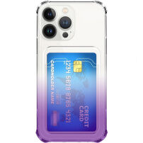 Husă transparentă ddin doua culori cu buzunar de carduri pentru iPhone 13 Pro Max - violet