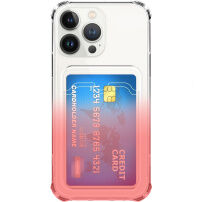 Husă transparentă ddin doua culori cu buzunar de carduri pentru iPhone 13 Pro Max - roșu