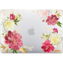 ENKAY husă transparentă lucioasă cu model pentru MacBook Pro 15" (A1707 / A1990) - bujori