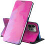 Carcasă flip de protecție cu model de acuarele pentru iPhone 13 Pro - violet