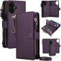 2în1 husă tip carte detașabilă cu MagSafe, portofel și curea pentru iPhone 16 - violet închis