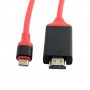 Cablu / adaptor de înaltă viteză 4K HDMI male / USB-C pentru iPhone / iPad / MacBook - 2 m - roșu