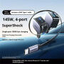 UGREEN EC604 set încărcător auto cu porturi 2x USB-C / USB-A și Cablu USB-C retractabil - 145W - 70 cm - gri