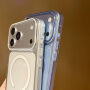 Husă transparentă din plastic dur cu MagSafe verde pentru iPhone 15 Pro - clar
