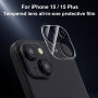 XDcase Folie de sticlă securizată pentru protecția lentilelor camerei din spate pentru iPhone 15 / 15 Plus - negru