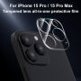 XDcase Folie de sticlă securizată pentru protecția lentilelor camerei spate pentru iPhone 15 Pro / 15 Pro Max - transparent