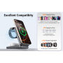 Suport Wireless magnetic pliabil Q29 Qi2.2 3în1 pentru iPhone / Apple Watch / AirPods - 25W - alb