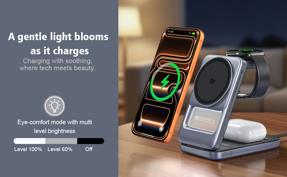 Suport Wireless magnetic pliabil Q29 Qi2.2 3în1 pentru iPhone / Apple Watch / AirPods - 25W - alb