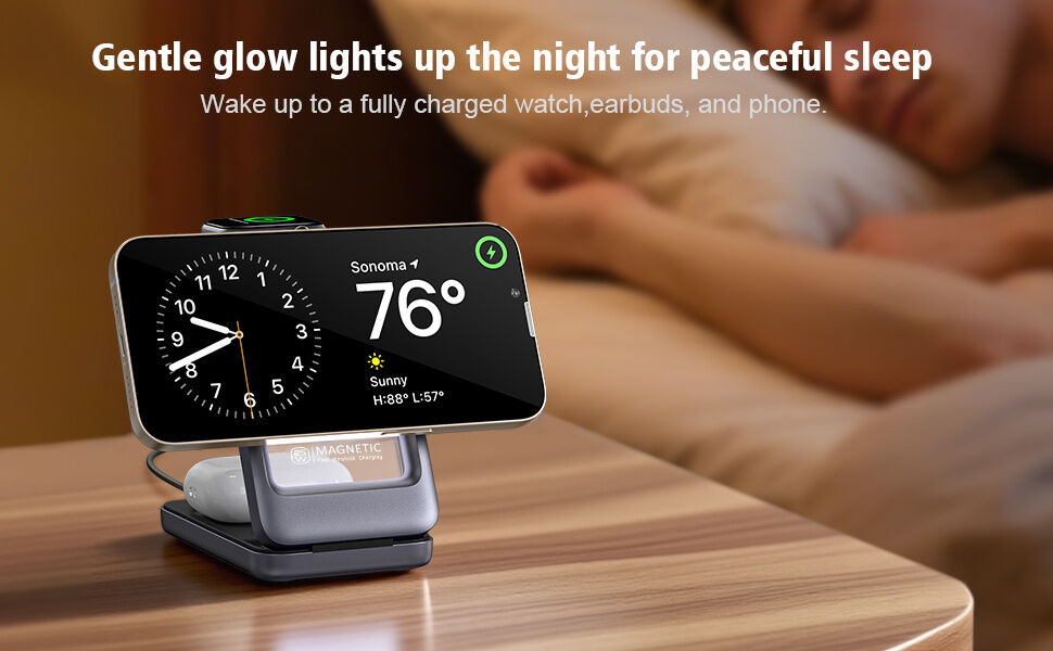 Suport Wireless magnetic pliabil Q29 Qi2.2 3în1 pentru iPhone / Apple Watch / AirPods - 25W - alb