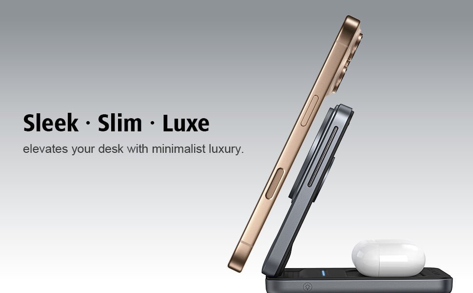 Suport Wireless magnetic pliabil Q29 Qi2.2 3în1 pentru iPhone / Apple Watch / AirPods - 25W - alb