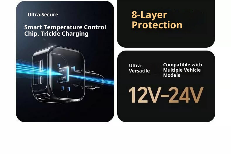 UGREEN EC604 set încărcător auto cu porturi 2x USB-C / USB-A și Cablu USB-C retractabil - 145W - 70 cm - gri UGREEN EC604 set încărcător auto cu porturi 2x USB-C / USB-A și Cablu USB-C retractabil - 145W - 70 cm - gri