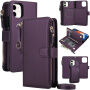 2în1 husă tip carte detașabilă cu MagSafe, portofel și curea pentru iPhone 11 - violet închis