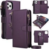 Husă tip carte 2în1 detașabilă cu MagSafe, portofel și curea pentru iPhone 11 Pro Max - violet închis