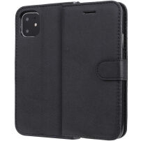 Husă flip cu stativ, din piele artificială, pentru iPhone 11 - negru