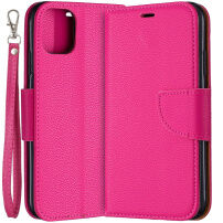 Husă flip cu textură de piele, pentru iPhone 11 - fucsia