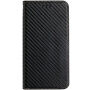 Carcasă flip cu modelul fibrei de carbon pentru iPhone 13 mini - negru