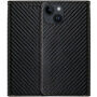 Carcasă flip cu modelul fibrei de carbon pentru iPhone 13 mini - negru