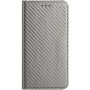 Carcasă flip cu modelul fibrei de carbon pentru iPhone 13 Pro Max - gri