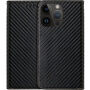 Carcasă flip cu modelul fibrei de carbon pentru iPhone 14 Pro - negru