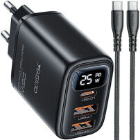 Yesido YC120C GaN set adaptor cu porturi USB-C / 2x USB-A și cablu USB-C la USB-C - 25W - 1 m - negru