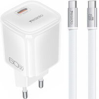 Yesido YC117 GaN set Adaptor cu port USB-C și Cablu USB-C la USB-C - 40W-60W - 1 m - alb