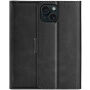 Carcasă flip din piele PU pentru iPhone 15 - negru
