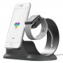 Stație de încărcare, din aluminiu, pentru Apple Watch și iPhone - gri